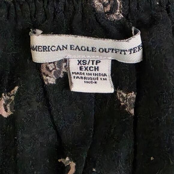 American Eagle Black Boho Ruffle Crop Top XS - Picture 3 of 5